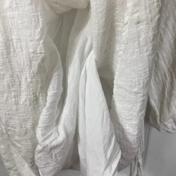 NWOT SABO SKIRT Dress M Ivory Gauze Long Sleeve Pocket Button Lined Cotton